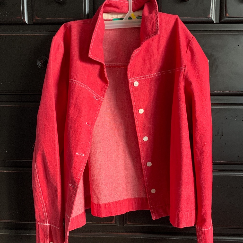 Jean Jacket, Red, La Redoute, Size 16, 100% cotton, Made in China